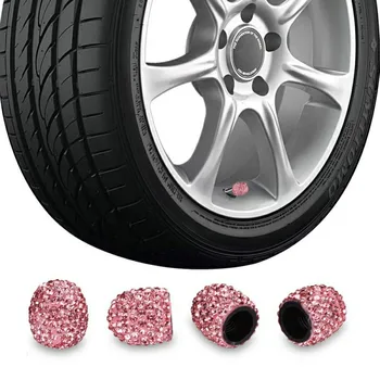 

4PCS Car Tire Valve Stem Caps Bling Deluxe Auto Crystal Diamond Accessories Car Tire/Wheel Decoration Universal Valves Cap