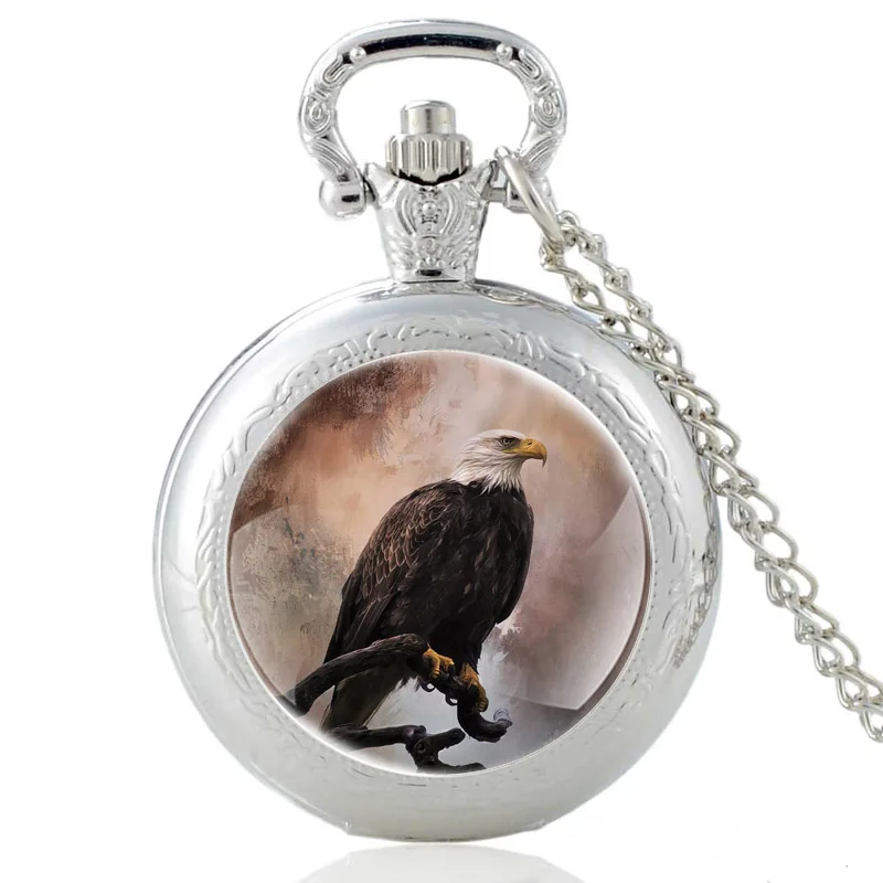 

New Arrival Eagle Design Vintage Quartz Pocket Watch Men Women Classic Glass Dome Pendant Necklace Hours Clock Gifts