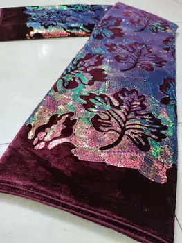 

New 2020 Multi Color African Velvet Lace Fabric With Sequin Lace Nigerian George Wrapper High Quality African George Fabric