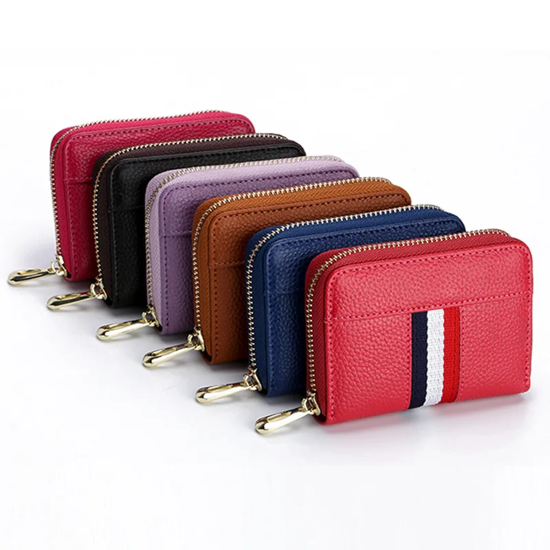 

Women's Large-Volume Business Card Small Card Holder Men Leather Card Sleeve Card Bit More Organ Zip Coin Purse Driving License