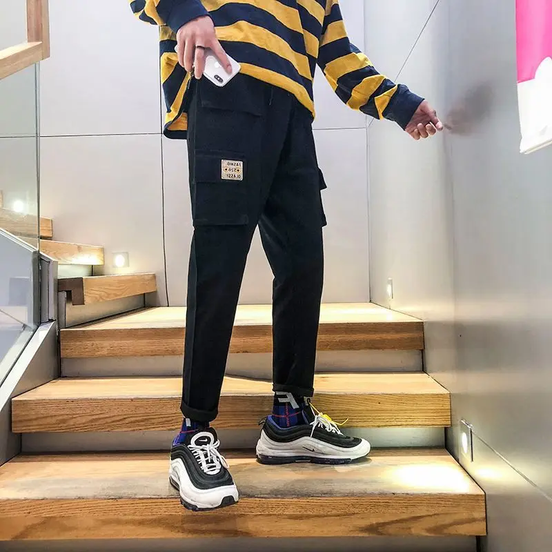 

Bib Overall Men Popular Brand Pants Korean-style Trend Loose Straight Versatile Casual Capri Pants INS Autumn Trousers