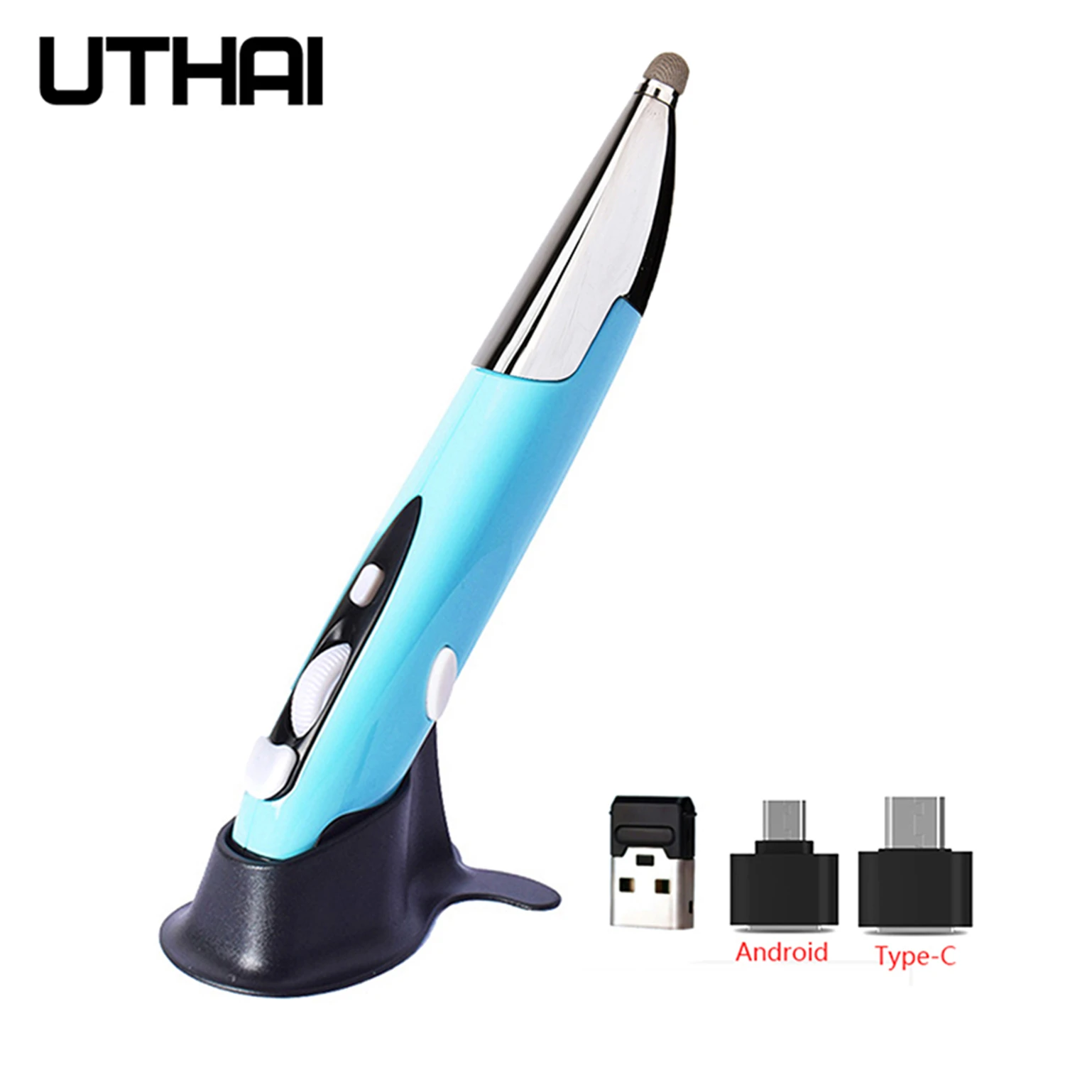 UTHAI DB32 USB Capacitive Pen _2.4G Wireless Mouse Pen Personality Creative Vertical Pen Shape Computer Stylus Battery Mouse cool gaming mouse