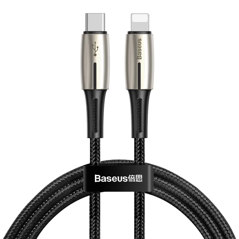 Кабель Baseus 18 Вт type-C для iPhone 11 Быстрая зарядка QC 3,0 USB-C кабель для Lightning type-C кабель для iPhone 8 Xs Max провод шнур - Color: Black