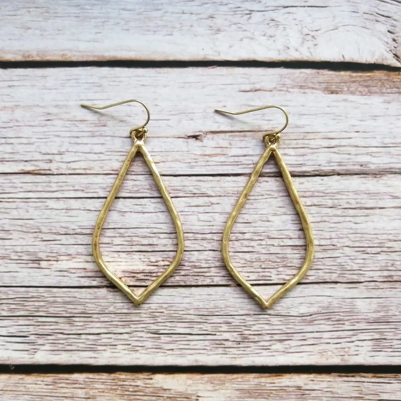 

ZWPON Hammered Gold Silver Teardrop Earrings for Women Vintage Gold Statement Earrings Jewelry Wholesale