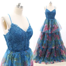 MACloth мульти бальное платье V образным вырезом длиной до пола Длинные тюлевые Выпускные платья платье L 268308 распродажа