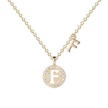 

Full Zircon S925 Sterling Silver Simple 26 English Alphabet Pendant cz paved Letter DIY Necklace for Women 925 Silver Jewelry