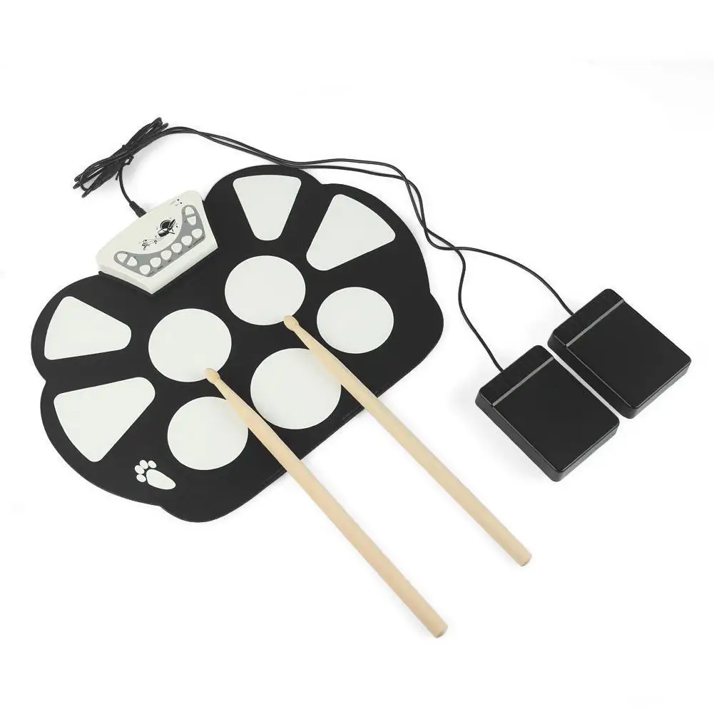 SLADE скручивающийся электронный барабанный коврик комплект цифровой USB MIDI клавиатура кремния Электрический барабан складной с барабанной палкой педаль