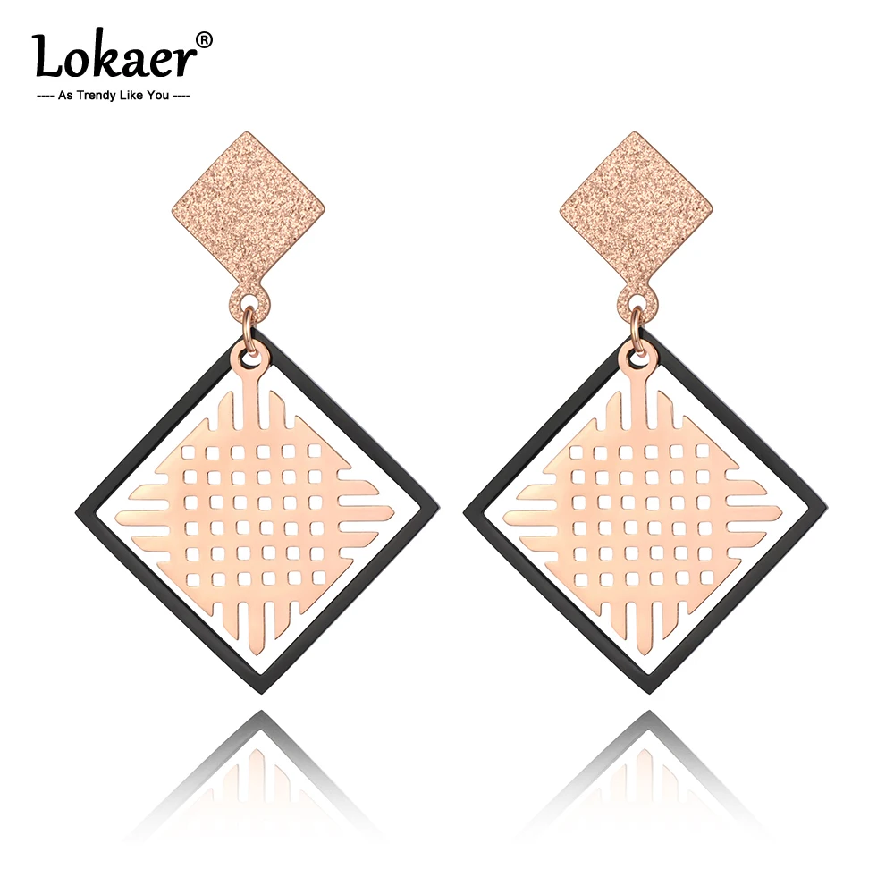 Lokaer титана из нержавеющей стали Этнические китайские серьги-гвоздики с узлами ювелирные изделия розовое золото геометрические серьги для женщин Kolczyki E19231