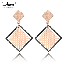 Lokaer титана из нержавеющей стали Этнические китайские серьги-гвоздики с узлами ювелирные изделия розовое золото геометрические серьги для женщин Kolczyki E19231
