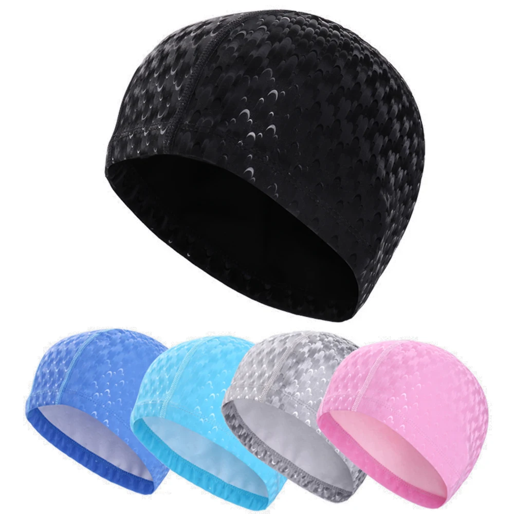 Bathing-Hat Swimming-Cap Shark-Skin Waterproof Women Ear-Protection for Adults Elastic