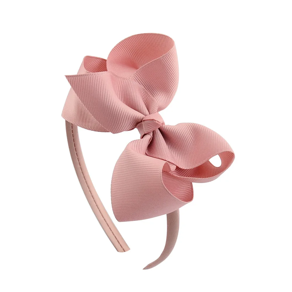 1 PCS Fashion Grosgrain Ribbon Bows Baby Girls Elastic Hairband Solid Color Handmade Bowknot Toddler Hair Hoop Kids Accessories Baby Accessories cute	 Baby Accessories