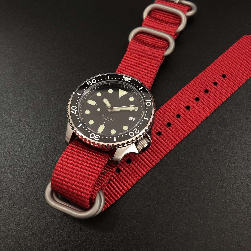 Стальные погружные 1996, японские первые 007 маленькие часы Abalone 316L из нержавеющей стали, часы для дайвинга 200 м, механические часы с керамическим ободком, мужские - Цвет: Черный