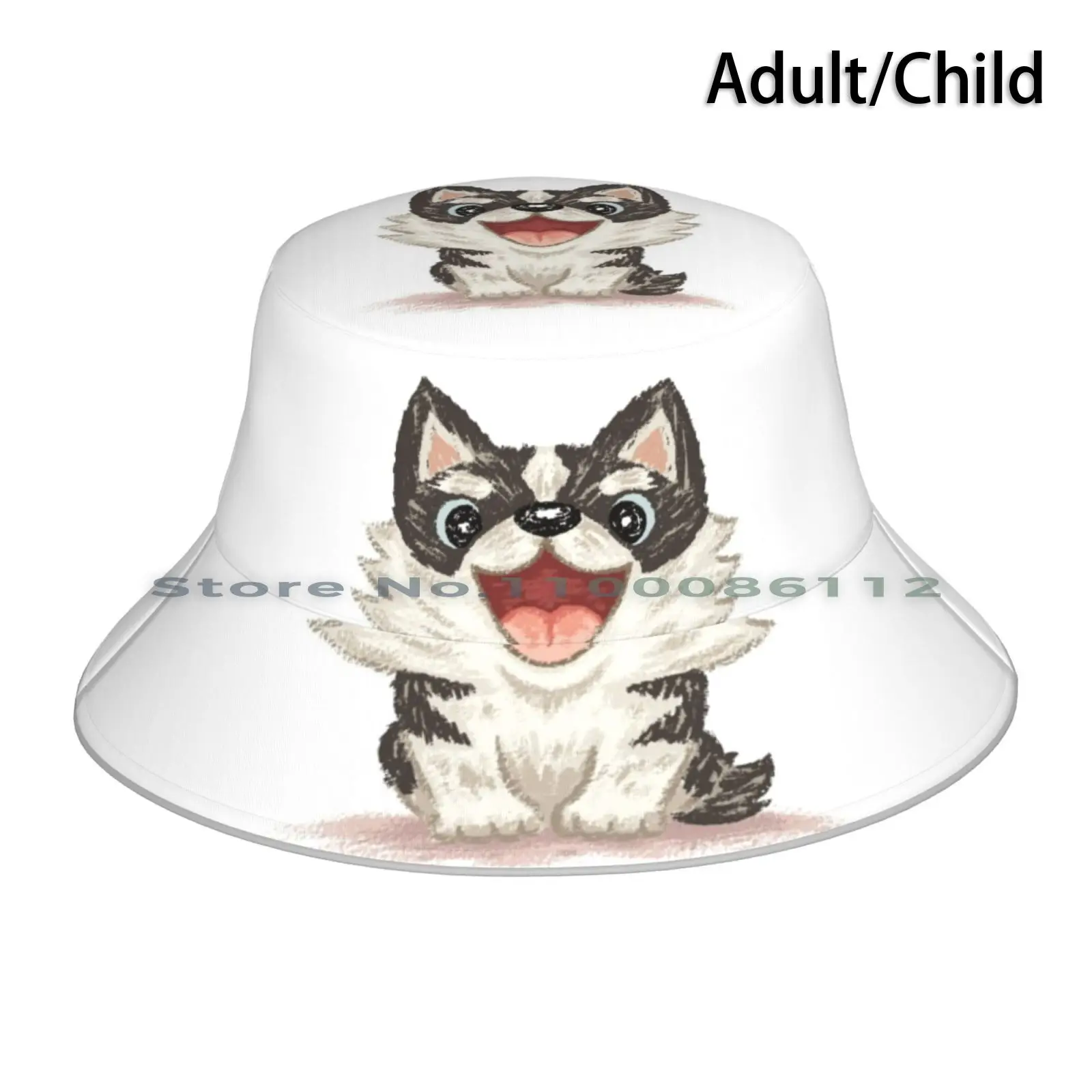 Happy Siberian Husky Cappello Da Pescatore Cappello Da Sole Happy Siberian Husky Puppy Personaggio Canino Carino Amore Animali Animali Cani Brimless