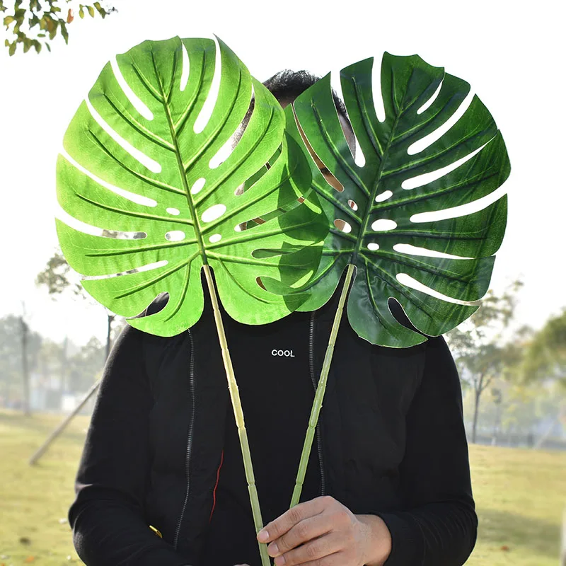 Искусственные растения Monstera пластиковые листья тропической пальмы аксессуары