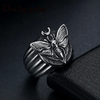 Death's Head Skull Moth Luxury Butterfly Rings Animal Jewelry Anill For Women Trendy Gothic Style Finger Accessories OSR781