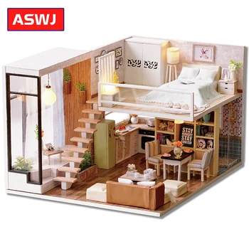 

DIY Wooden House Miniaturas with Furniture DIY Miniature House Dollhouse Toys for Children Christmas and Birthday Gifts