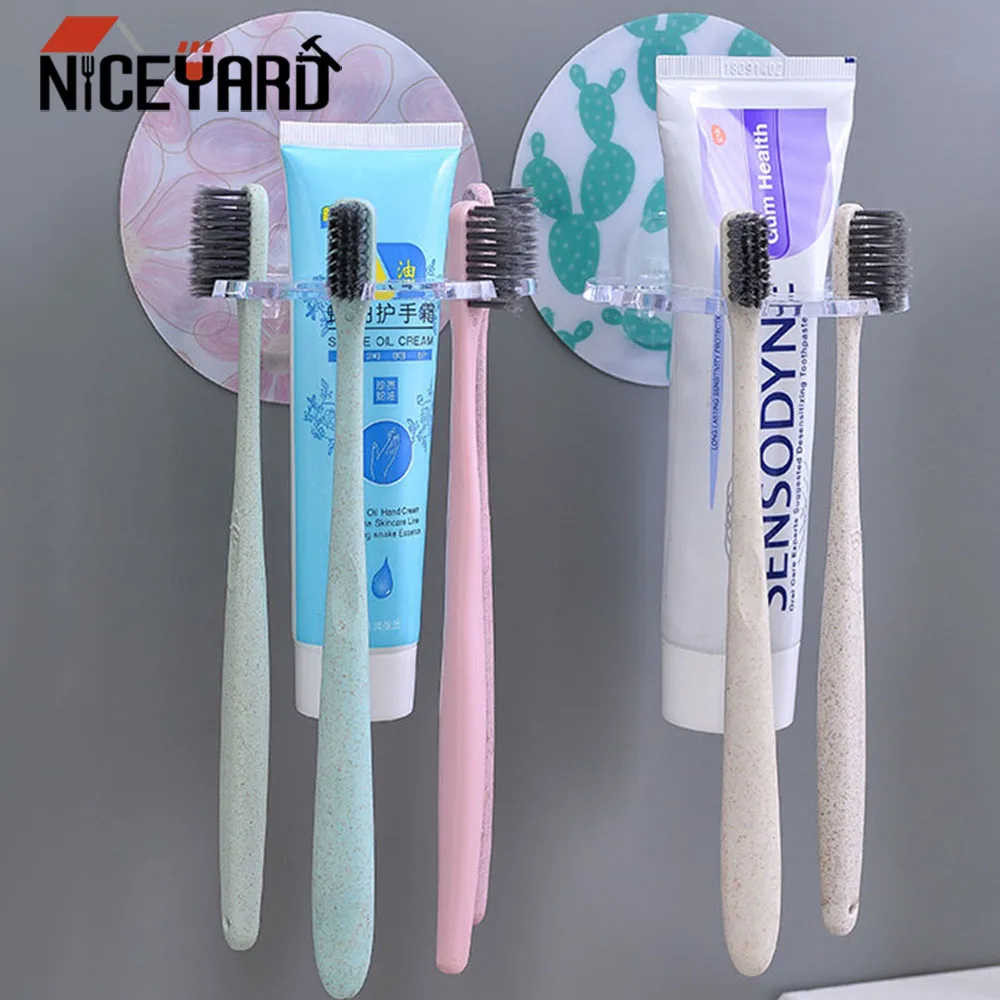 Punch-free Plastic Toothbrush Holder Toothpaste Storage Rack Shaver Tooth Brush Dispenser Organizer Bathroom Accessories | Дом и сад