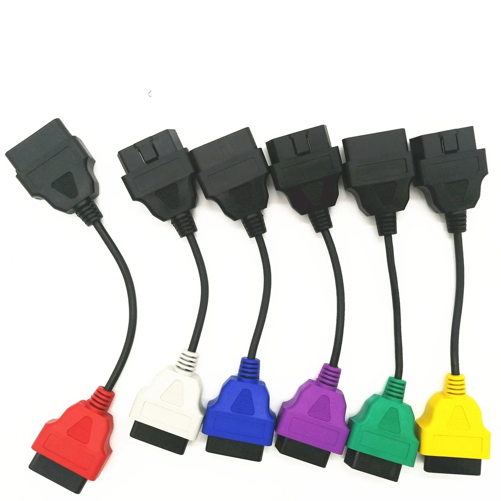 6pcs/lot 6 Color Car Diagnostic Cables for FIAT for LANCIA Diagnostic Tool for Fiat ECU Scan Multiecuscan OBD2 Connector Adapter