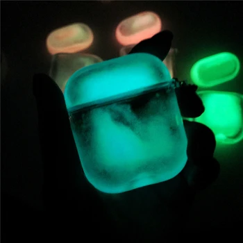 

Neon Fluorescent Color Luminous Quicksand Headphone Case For Apple Airpods 2 1 NoctilucentTransparent Plastic Earphone Cover