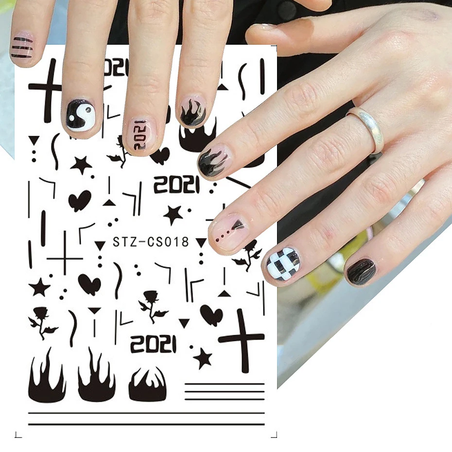 

10PCS Cartoon Sparks Smiley Abstract Characters Color Fruit Color Sparks Nail Sticker Nail Slider Decoration