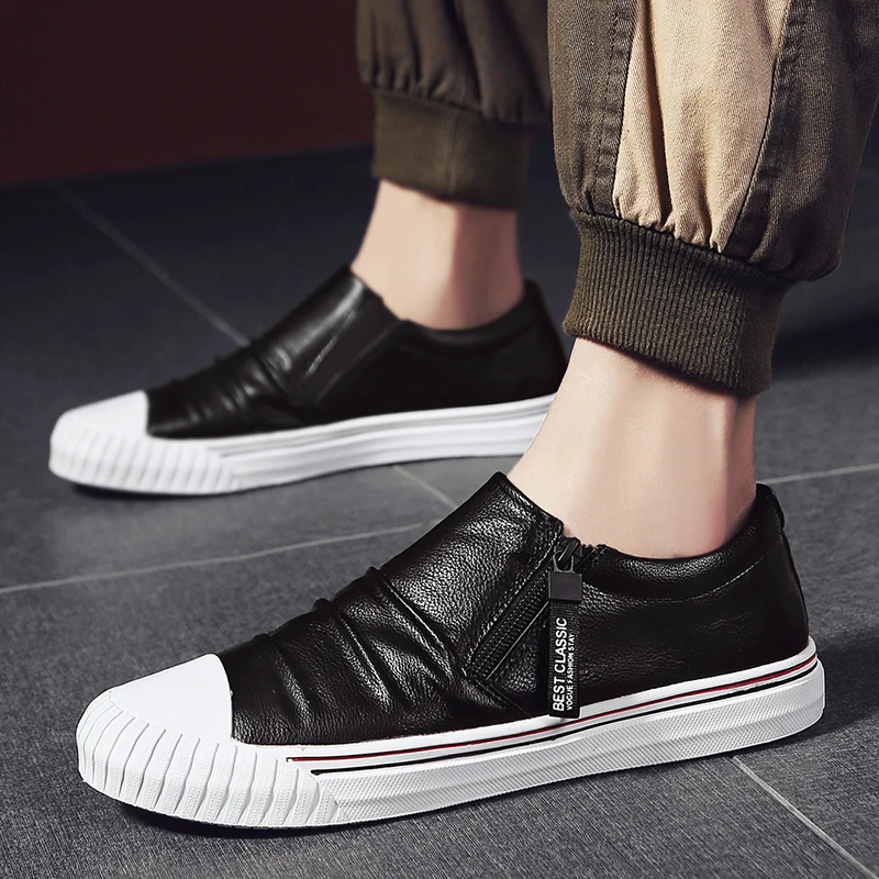 

Comfortable Casual Adult Shoe Designer New Youth Fashion Men Shoes Zipper Leather Man Leather Sneakers For WMen S2701-2710