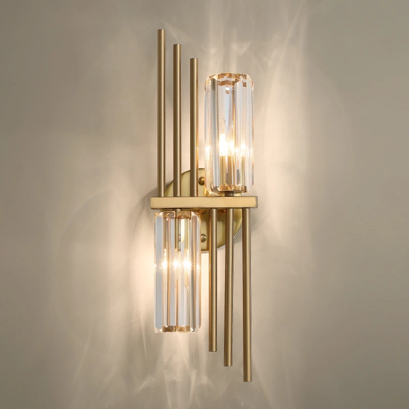 Modern E14 Crystal Single Head Wall Lamp For Living Room Bedroom Bedside Golden 