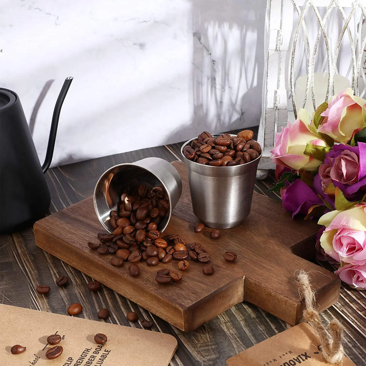 Stainless Steel Cup Coffee Cup Stainless Steel Cups Stainless Steel Mug 2 PCS 304 Stainless Steel Espresso Cups Double Wall Thermally Insulated Capsule Coffee Mug for Indoor or Outdoor Events 80/160ML