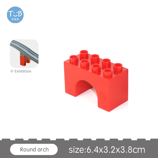 Big Size Block Bricks Train Tracks  Traffic Stop Lights Straight Track Black Accessories DIY Bricks Toys For Children Gift round arch bridge