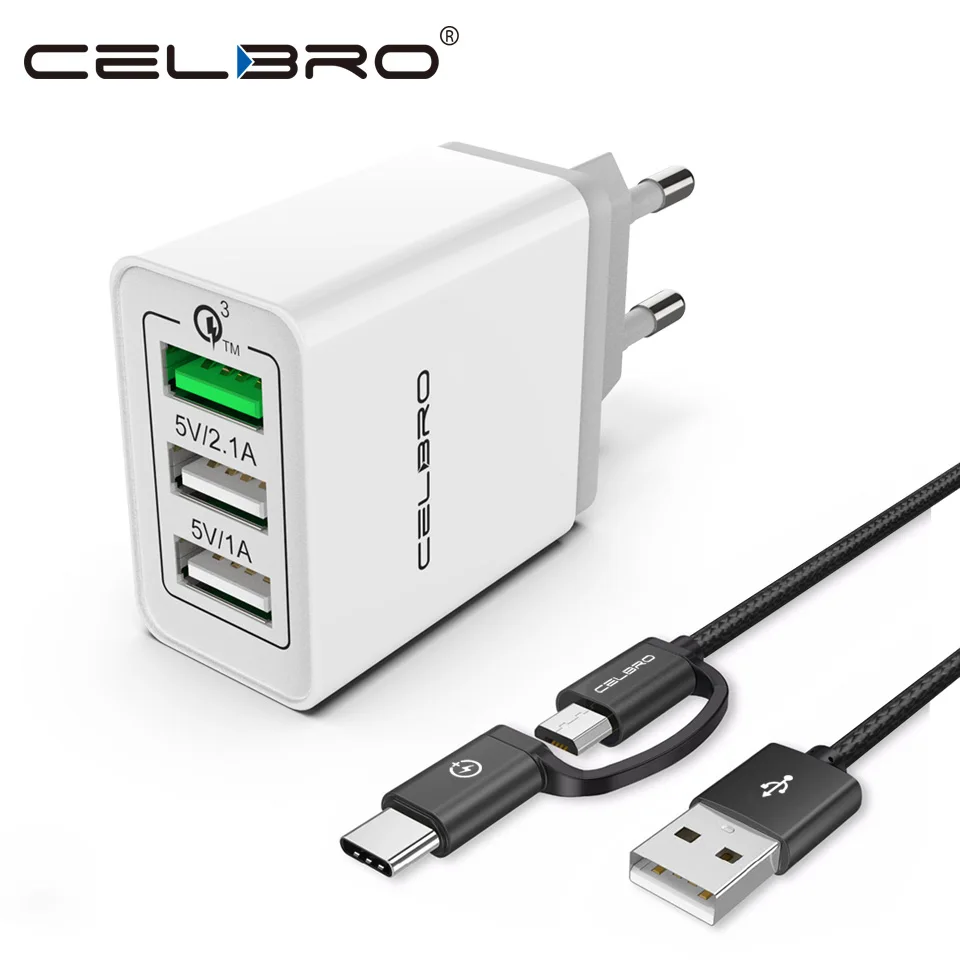 Быстрое зарядное устройство Qc 3 0 тройное настенное с usb портами дорожное для Samsung