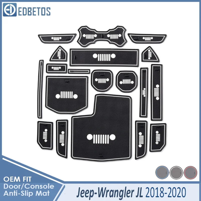Грязный коврик для Jeep Wrangler JL Sport S Sahara Rubicon, аксессуары для двери, паз, слот для ворот, противоскользящая подставка - Название цвета: Wrangler 18-20 White
