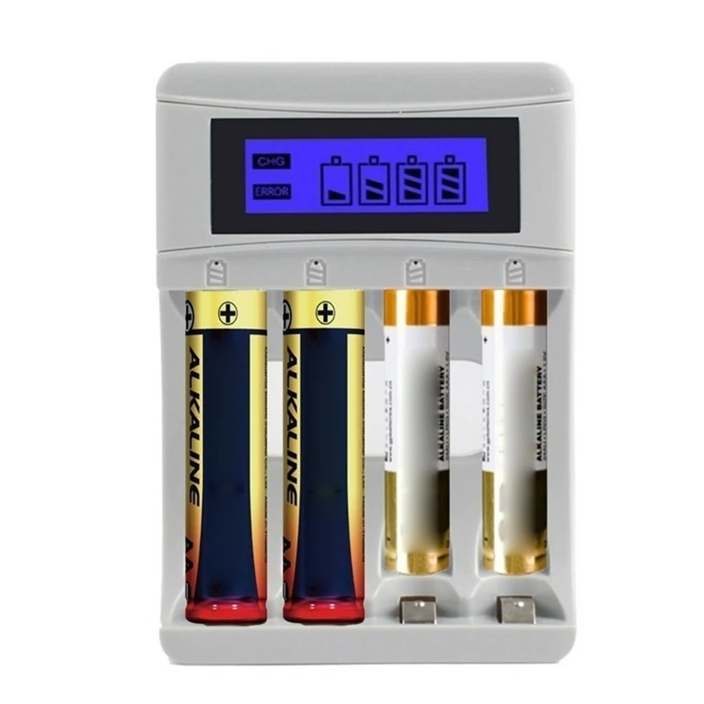 USB 4 Slots LED Display Battery Charger AA/AAA Universal Rechargeable Battery Charge Adapter Batteries Charging