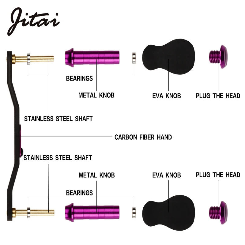 JITAI 8*5/7*4 мм отверстие углеродное волокно Рыболовная катушка ручка для baitcasing/спиннинговые колеса черные EVA ручки рыболовные аксессуары рокер