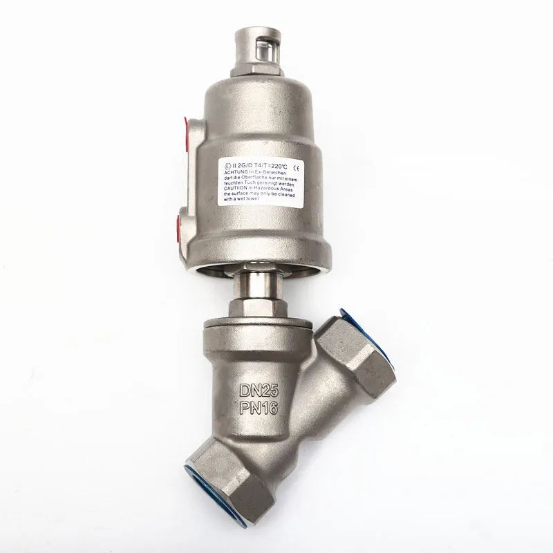 Dn25 Valvola Pneumatica A Sede Inclinata Pneumatica In Acciaio Inossidabile Tipo Y Valvola Pneumatica A Filettatura Interna Per Vapore Ad Alta Tempera
