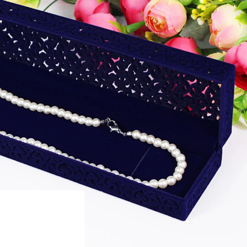 Высококачественная бархатная коробка 6x6x4,7 см, 6 шт., красная коробка для свадебного кольца, коробка для ювелирных украшений, Подарочный чехол для ювелирных изделий, ожерелья, бархатная коробка для браслетов - Цвет: Blue 22.5x5.9x3.5cm