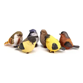 

6Pcs Set Resin Garden Birds Colorful Animals Decorative Figurine Ornaments Gift Miniatures Yard Home Room Decoration Crafts