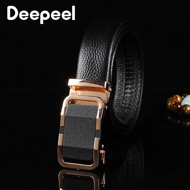 Deepeel 1 шт. 3,5*110-130 см мужской ремень из сплава с автоматической пряжкой кожаный ремень Повседневная мода джинсы Формальное украшение для подарка YB420