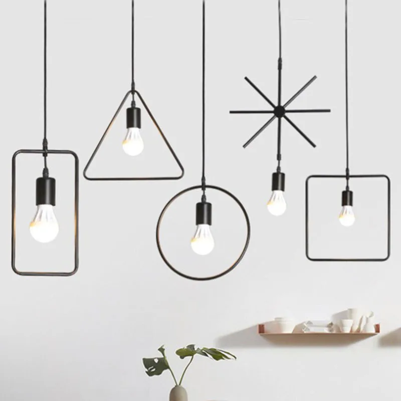 

Industrial-Style Iron Droplight Cool Bar Counter Restaurant Clothing Store Hallway Bar Creative Geometry Lamps Cross Border