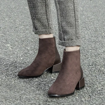 

Women Sexy Ankle Boots Female Boots Autumn Winter Fashion Chunky High Heels Women Shoes Women's Zipper Boots