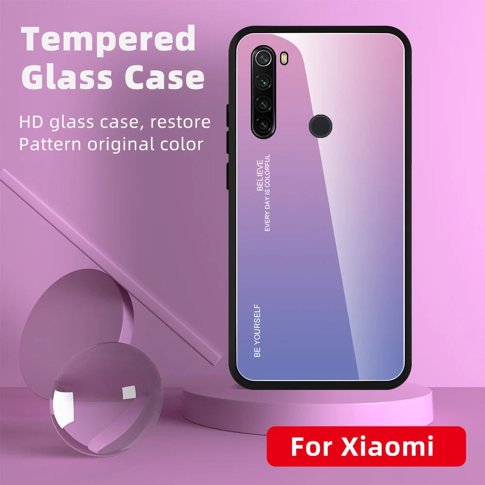 Градиентный чехол из закаленного стекла для телефона для Xiaomi Redmi Note 8 T 8 T 8A роскошный цветной стеклянный чехол для Redmi Note 8 Pro Fundas задняя крышка