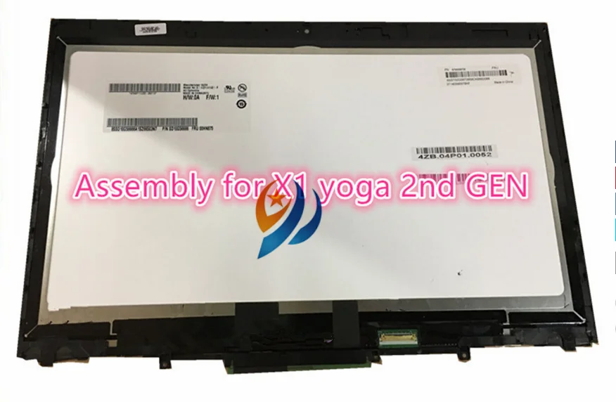 14," Full-HD сенсорный ЖК-экран дигитайзер сборка ободок для lenovo ThinkPad X1 Yoga 2nd GEN B140HAN03.6 30pin