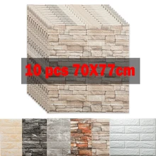 10pcs 3D Wall Sticker Panels Imitation Brick Self Adhesive Wallpaper Kitchen Bedroom Decor Living Room Home House Decoration TV