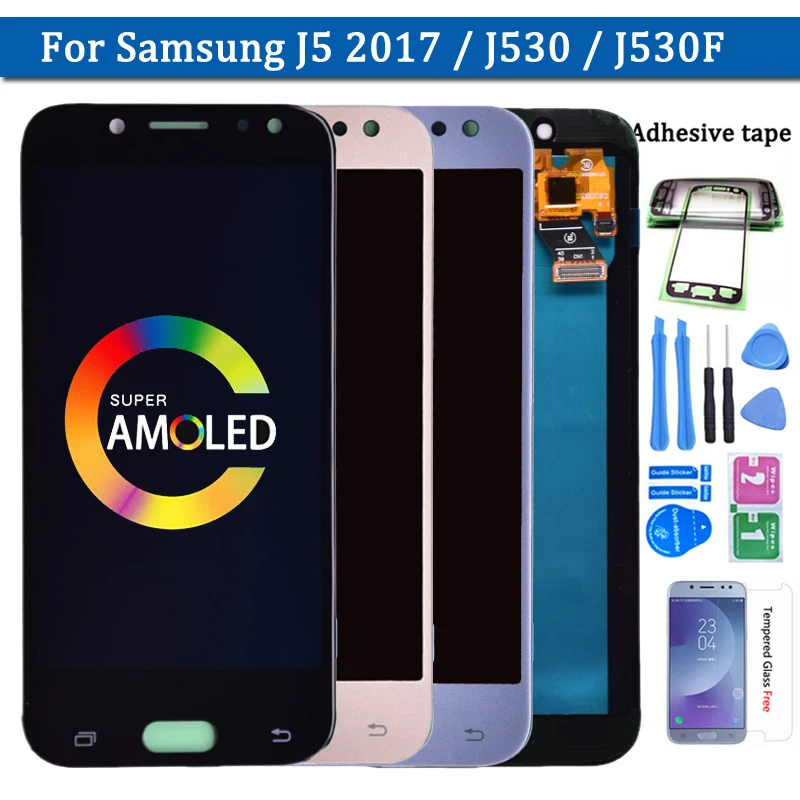 100% супер Amoled ЖК дисплей для Samsung Galaxy J5 2017 J530 J530F AMOLED сенсорный экран дигитайзер в