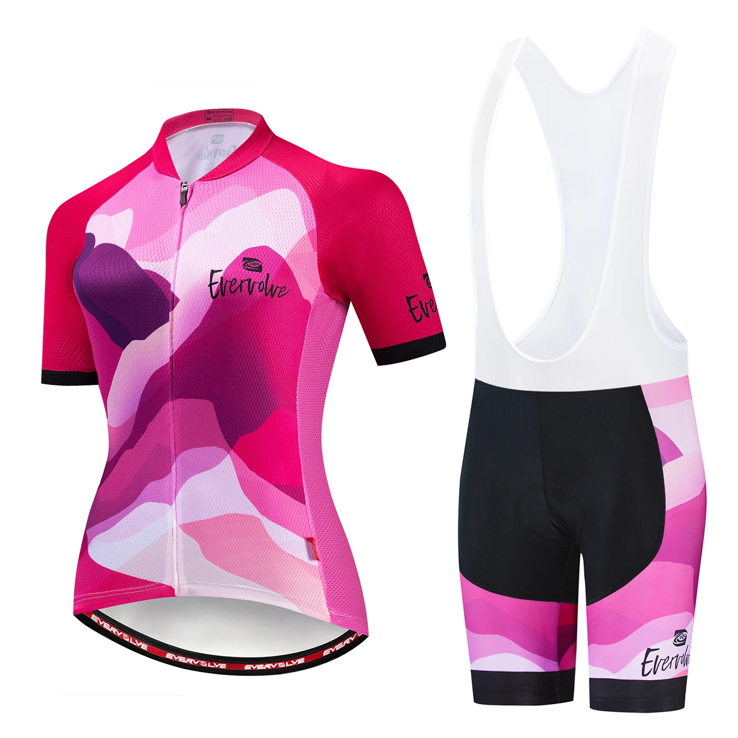 

Summer Ladies City Outdoor Mountain Bike Shirt Soft and Comfortable Gradient Riding Dress Short Sleeve Backstrap Set