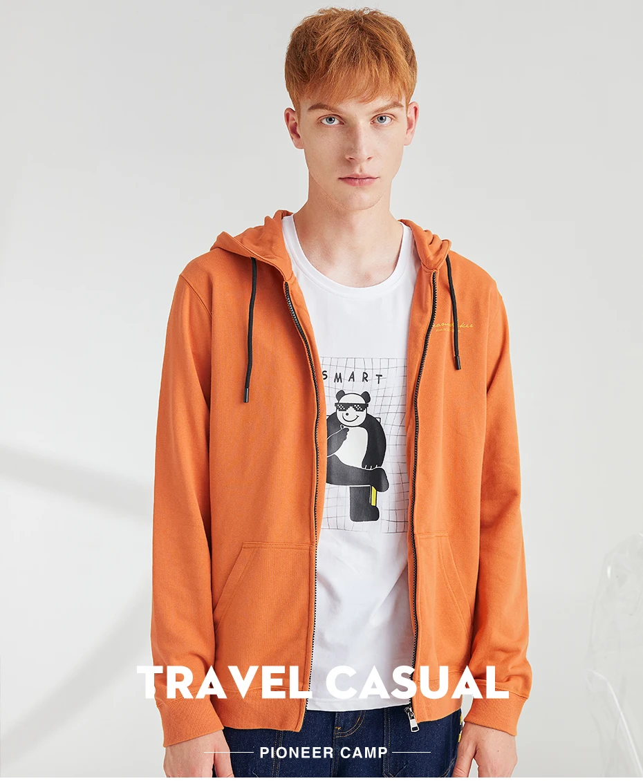 Pioneer Camp модные оранжевые толстовки для мужчин на каждый день на молнии осень Homme Youth Black толстовка с капюшоном AWY908168