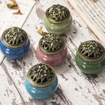 

Creative Portable Alloy Copper Incense Holder Fixed Incense Sticks and Coil Burner Censer Incense Incensario Home Decor BE50IN