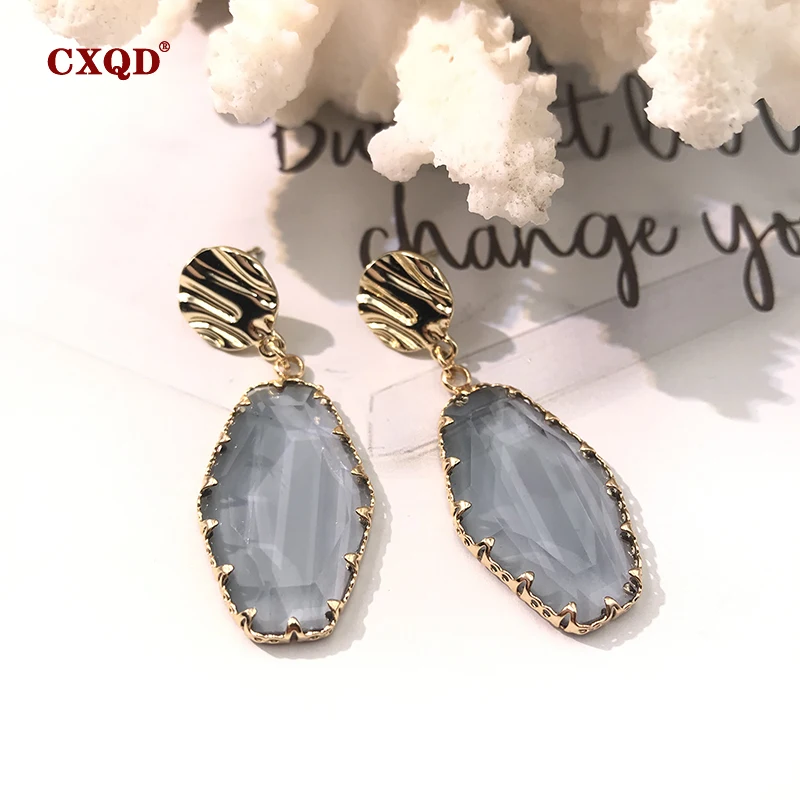 Женские асимметричные серьги CXQD вечерние из прозрачного стекла с кристаллами