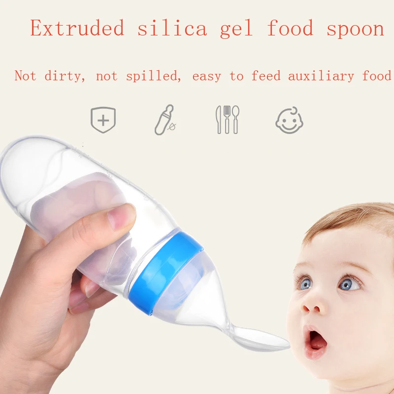 

Baby rice paste bottle baby silicone milk bottle squeeze Spoon Baby auxiliary food bottle rice paste spoon rice paste feeder