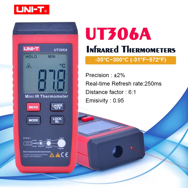 doble Iniciativa paño Termómetro láser infrarrojo Digital sin contacto, temperatura LCD,  termostato-35 ~ 300C -31 ~ 572F, pirómetro, UNI-T, UT306A _ - AliExpress  Mobile
