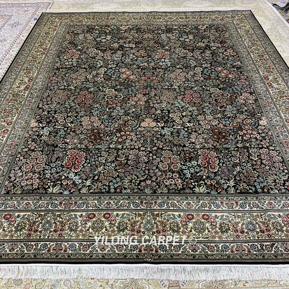 Yilong 8,6 'x10. 6 'Шелковый персидский ковер ручной работы прочный синий ковер(HF377H