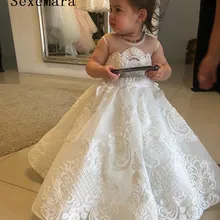 Новое платье для маленьких девочек платье для первого дня рождения белое кружевное платье для крещения vestido infantil одежда Платья принцессы для свадебной вечеринки